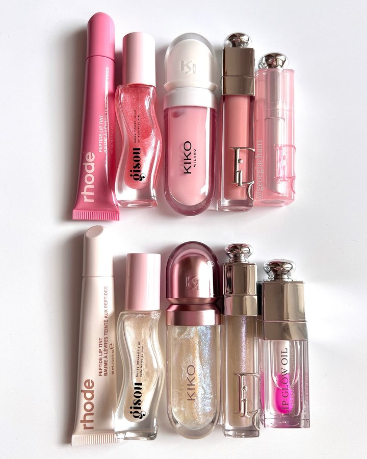 Instagram post by @georgiachan1 for Gisou. Caption reads: [...] frosty lippies 😍 @diorbeauty @gisou....