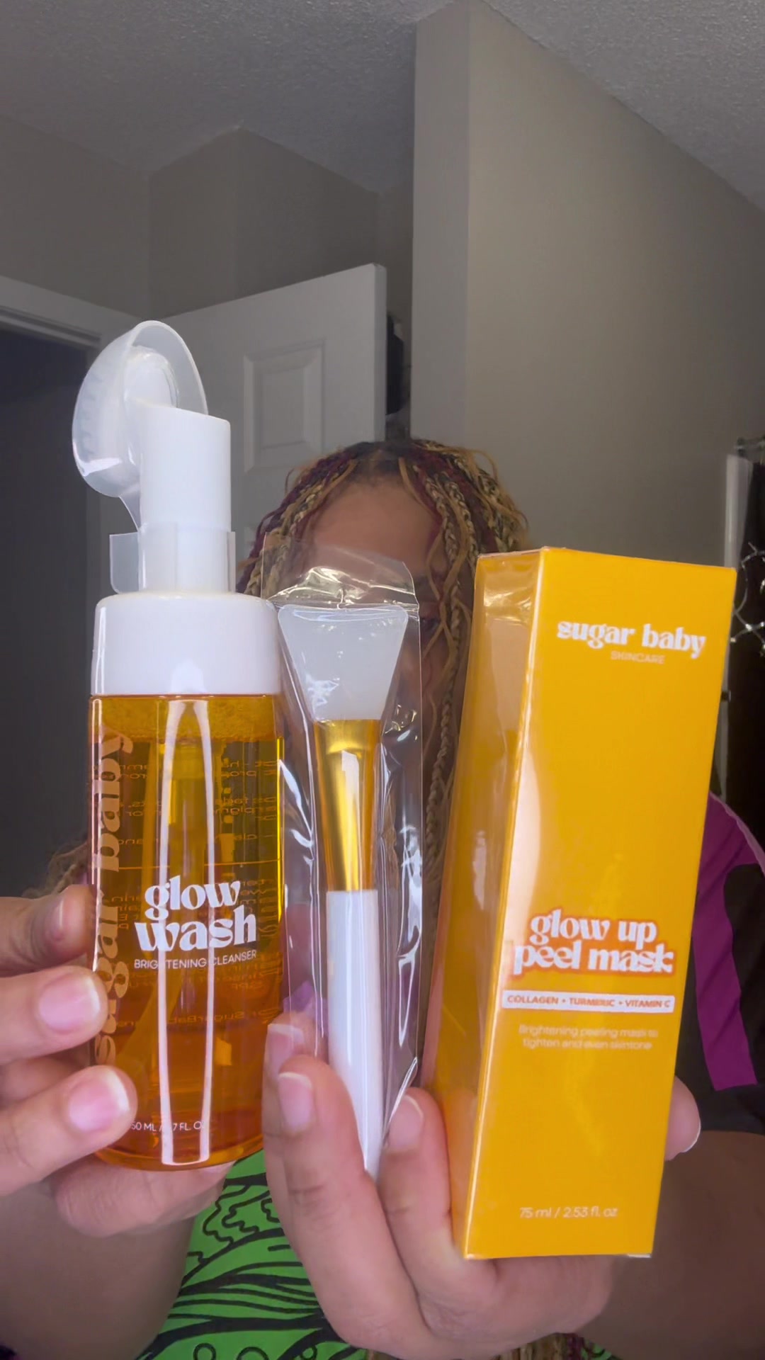 TikTok post by @queshhhh for Sugar Baby Care. Caption reads: Soft skin starts here ✨ Sugar Baby Glow Wash =....