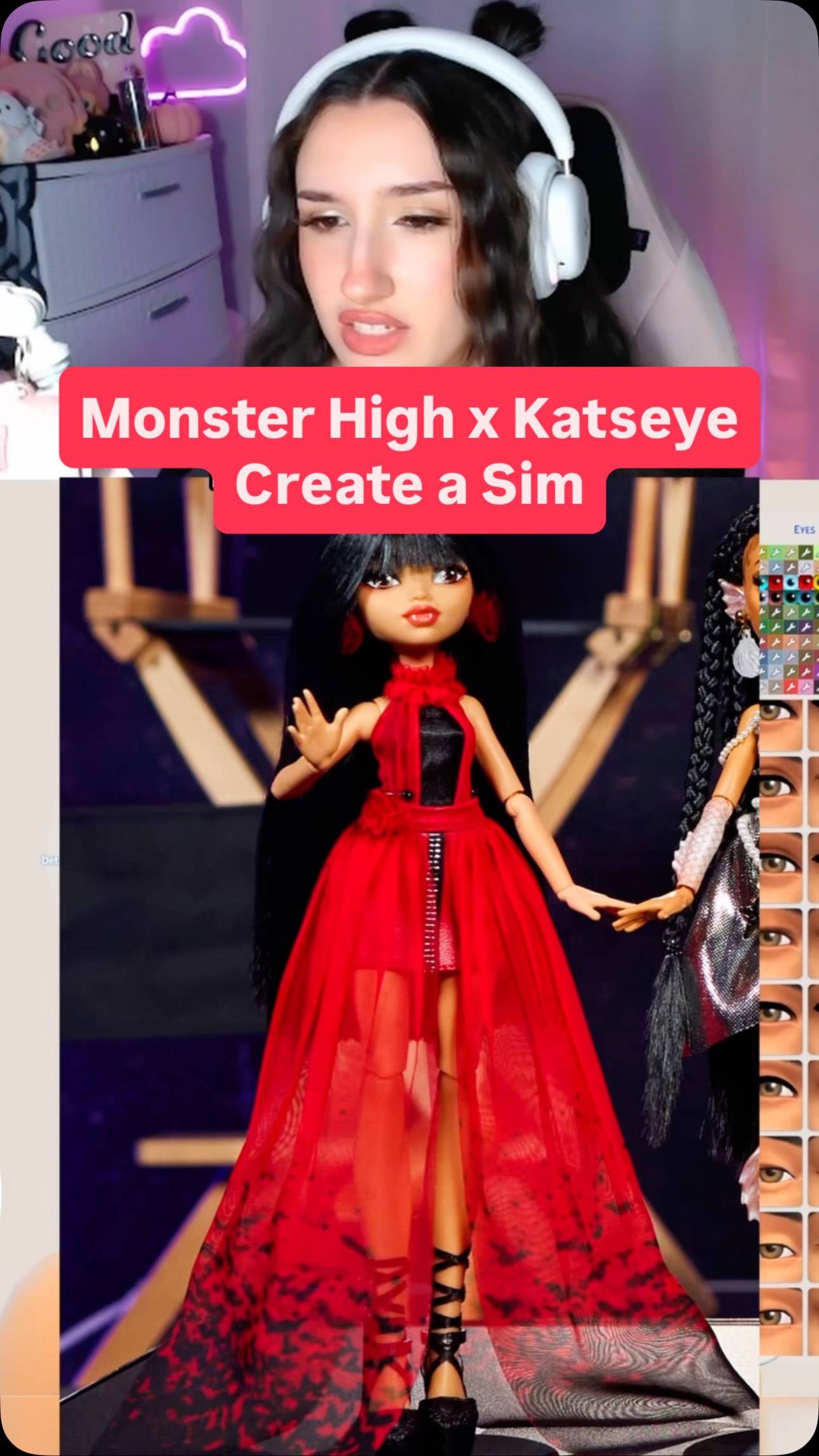 Instagram post by @ryeuasim for Monster High. Caption reads: Recreating the Katseye x Monster High Dolls in The....