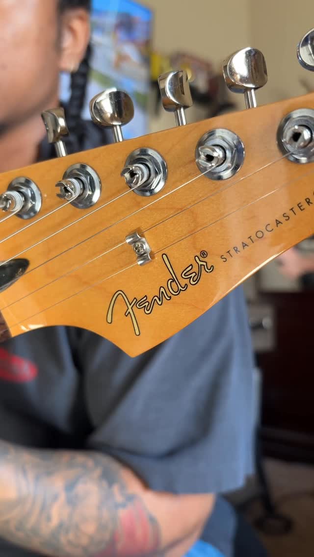 Instagram post by @juice.a.cuice for Fender. Caption reads: @fender sent me this limited edition Player [...].