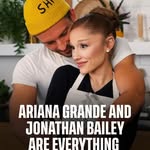Instagram post by @viralpopculture for NYT Cooking. Caption reads: Ariana Grande and Jonathan Bailey show off their....