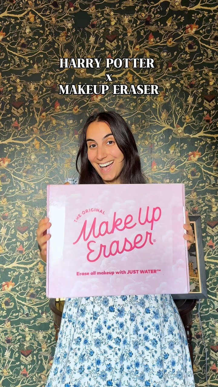 Instagram post by @adventuresofwander for MakeUp Eraser. Caption reads: Unboxing the new Harry Potter collection from....