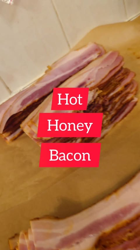 Instagram post by @spice_punch_bbq for JD’s Hot Honey. Caption reads: Heres a very quick recipe for Hot Honey Bacon....