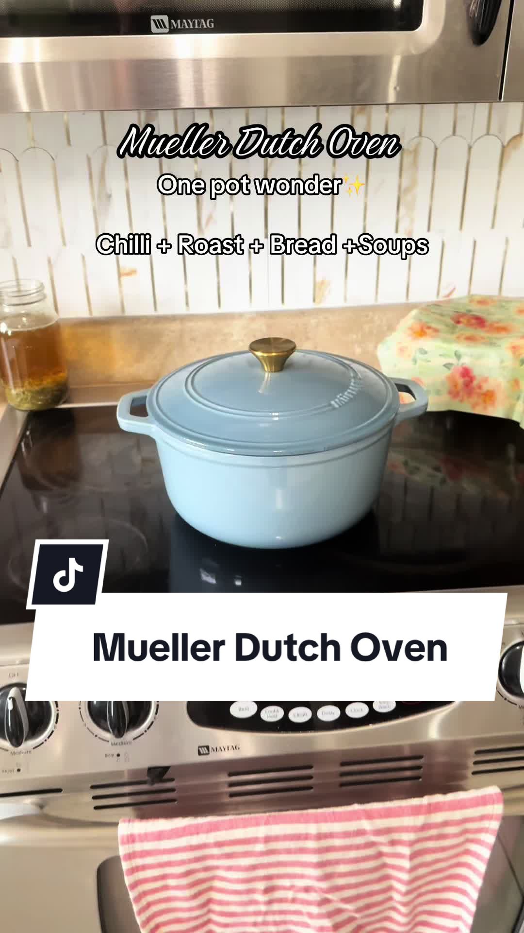 TikTok post by @krissyreeed for Mueller Home. Caption reads: @MÜELLERHOME The One Pot Wonder every busy family....