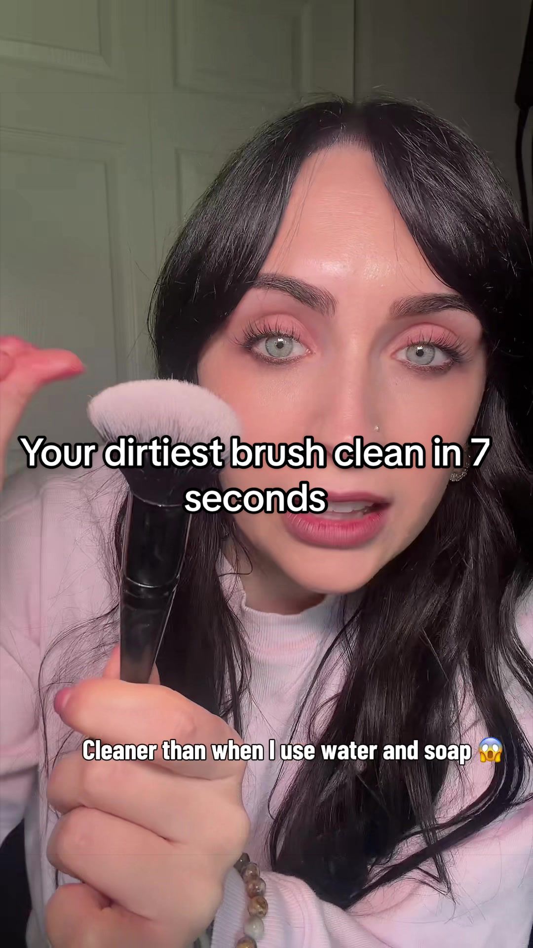 TikTok post by @bishuwish for DIBS Beauty. Caption reads: @DIBSBEAUTY dropped a dry shampoo makeup brush....