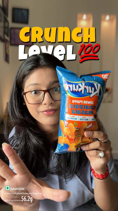 Instagram post by @dimplzz01 for Kurkure. Caption reads: [...] thi but crunch ne surprise kar diya 😭....
