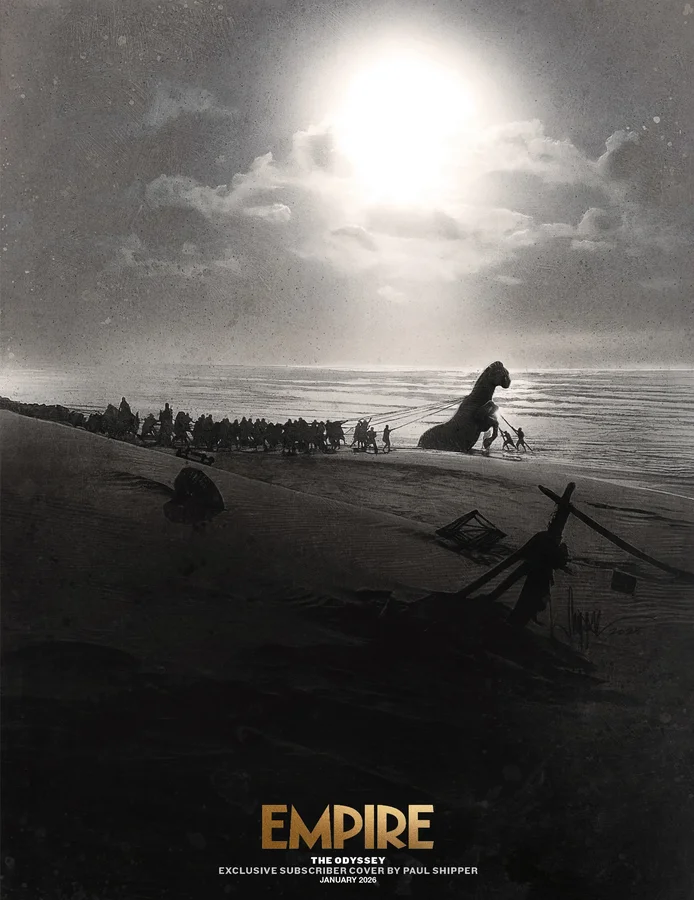 Instagram post by @theodysseymovie for Universal Pictures. Caption reads: This month’s The Odyssey subscriber cover –....