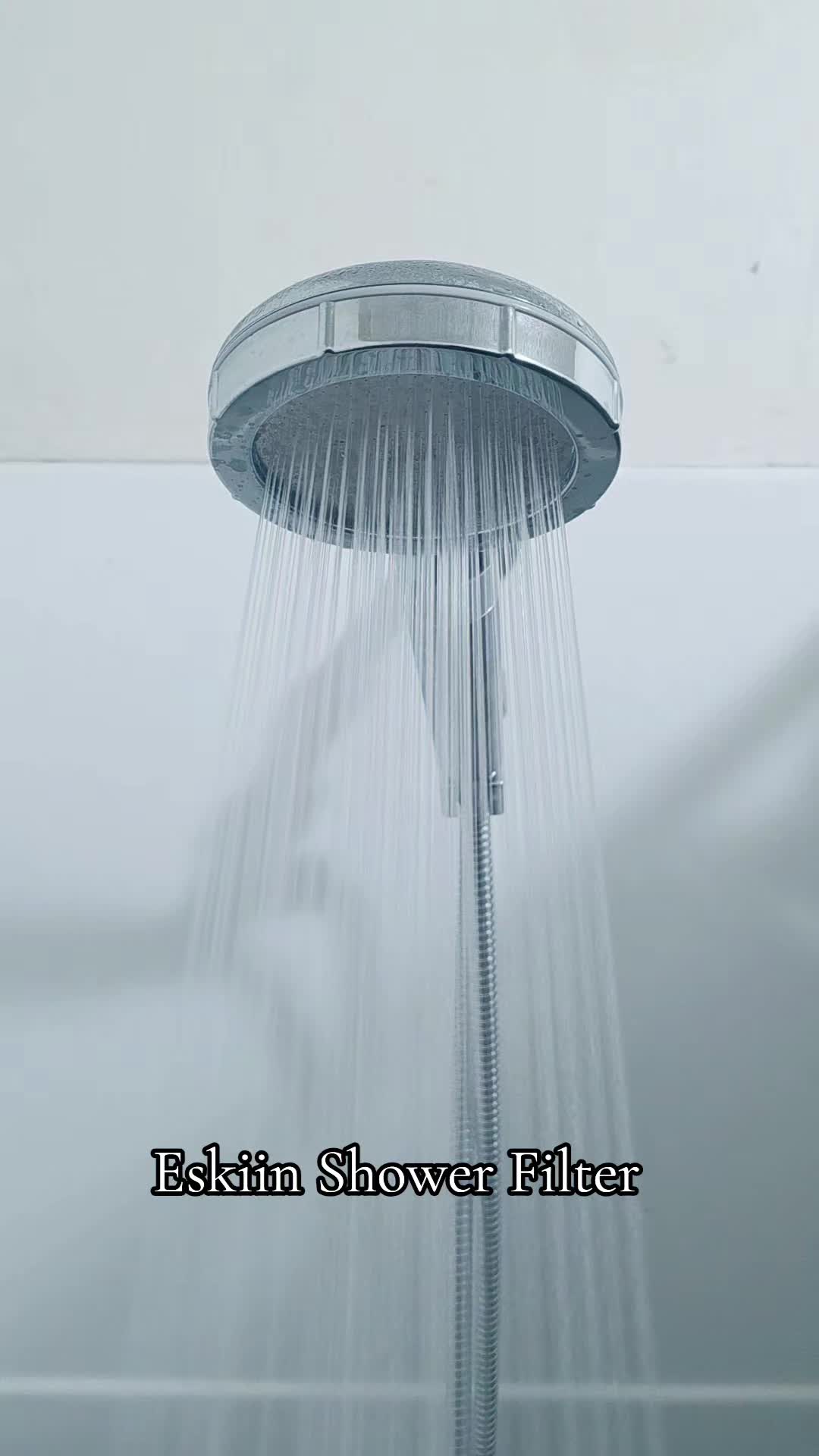 TikTok post by @thelynelizabeth for Eskiin. Caption reads: @eskiin shower head filter for the luxury shower....