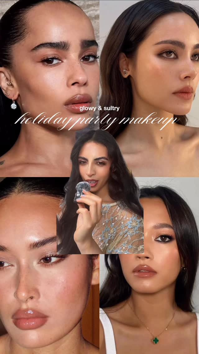 Instagram post by @isabelnegretev for RMS Beauty. Caption reads: classic sparkly + sultry makeup look for the....