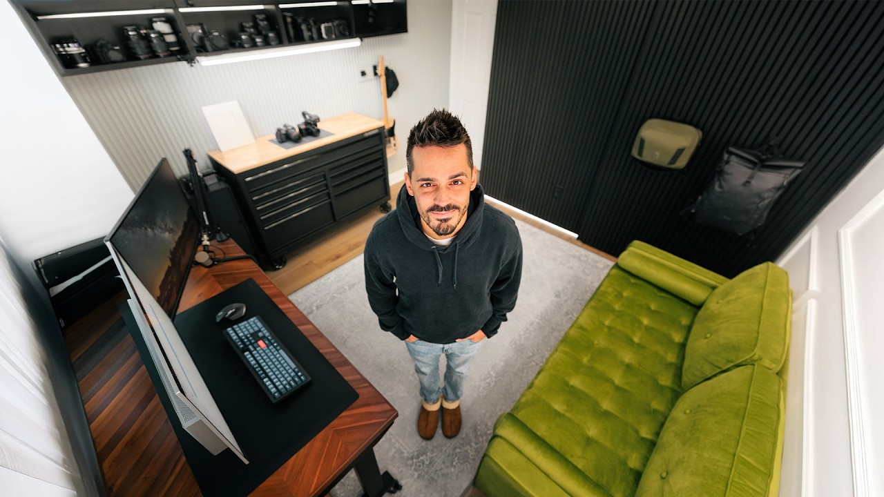 YouTube post by @AnthonyGugliotta for Musicbed. Caption reads: My DREAM home studio tour (for photography &....