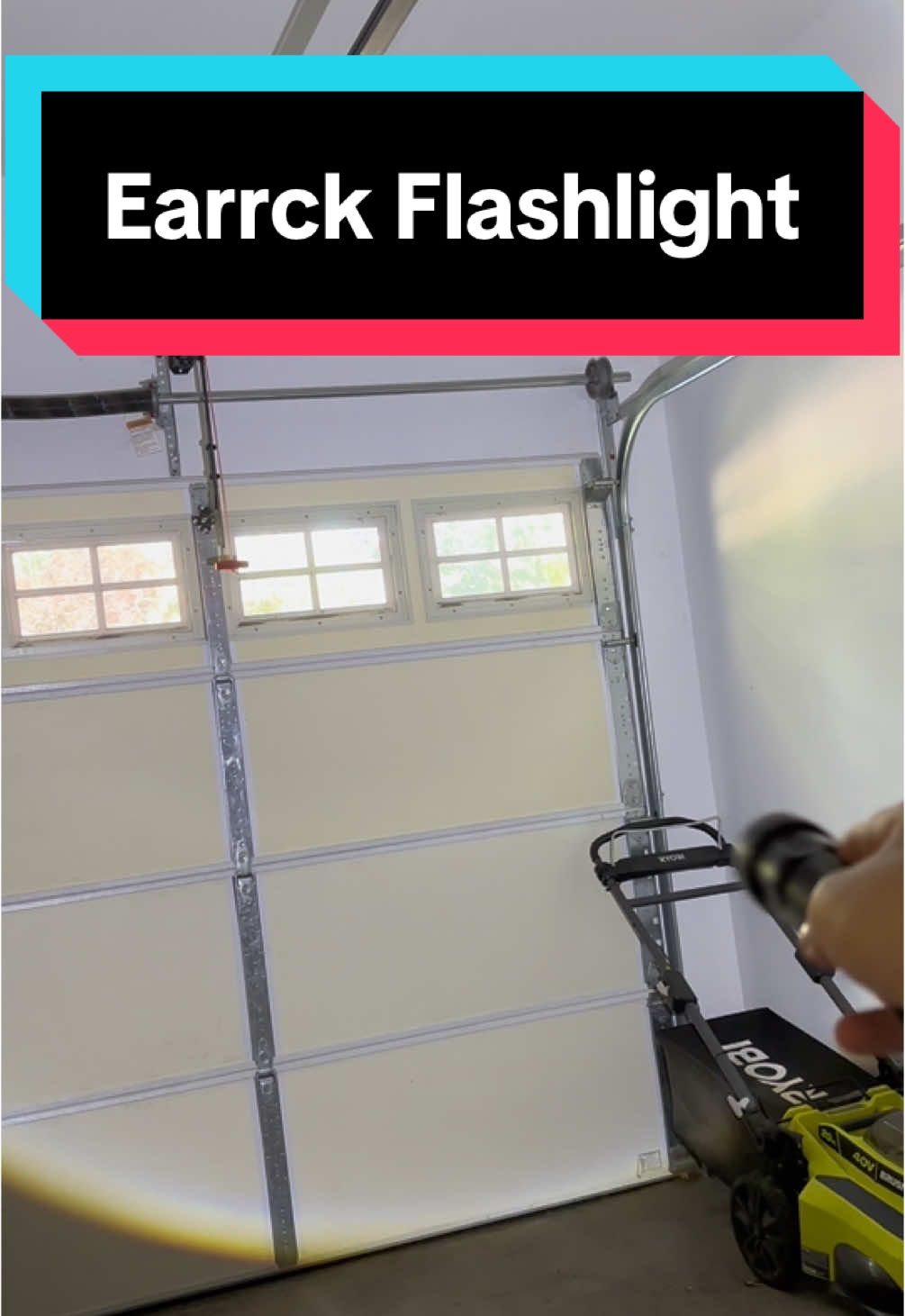 TikTok post by @jonasrensink for Earrck shop. Caption reads: This is the BEST flashlight from @Earrck shop. ON....