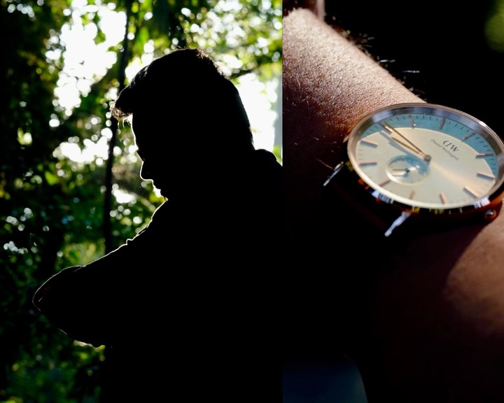 Instagram post by @aksh_puri._ for Daniel Wellington. Caption reads: Elevating my wrist game with @danielwellington....