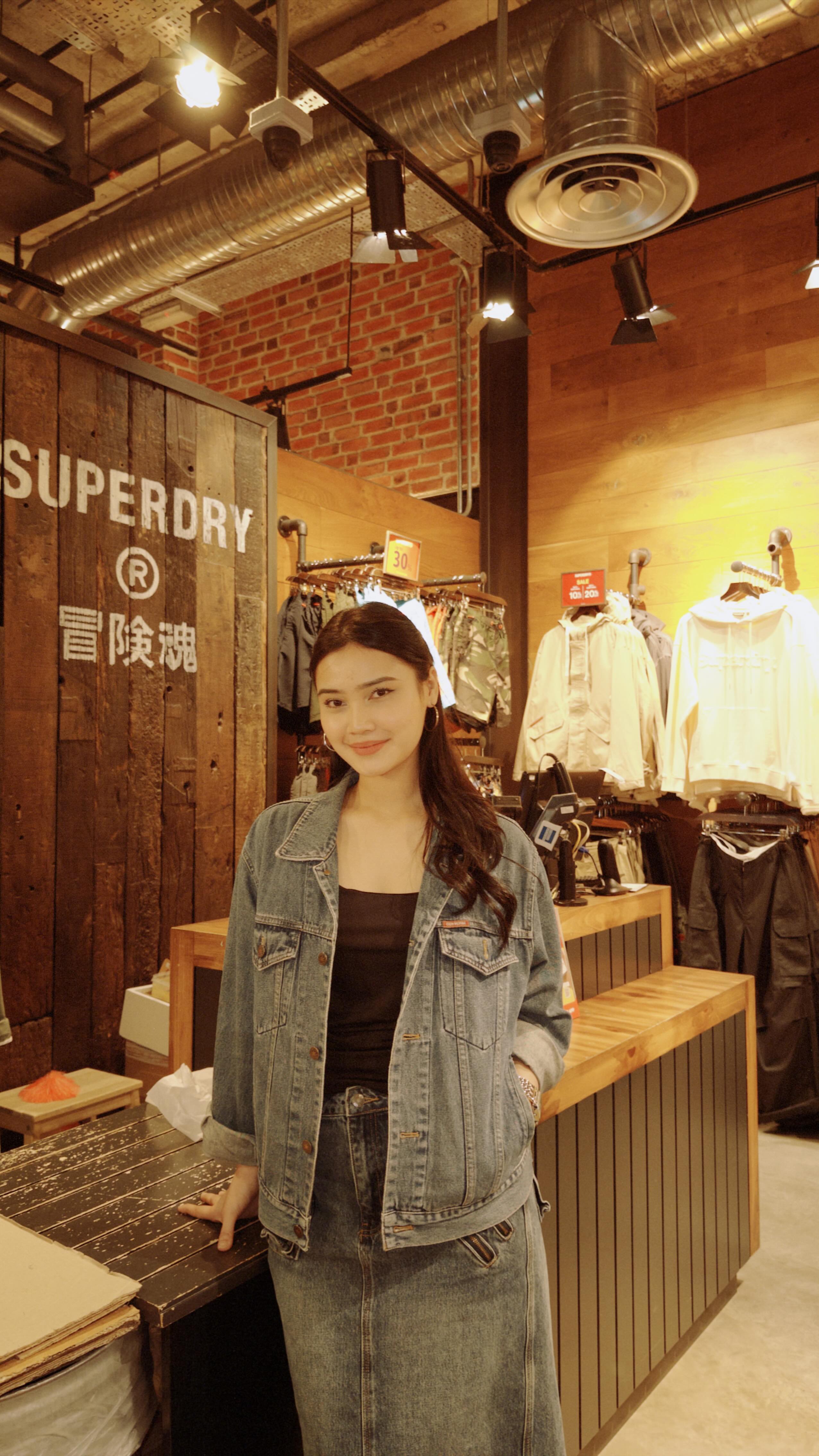 Instagram post by @aleeyantasha for Superdry. Caption reads: [...] lewks 🔥 yall may shop these looks at....