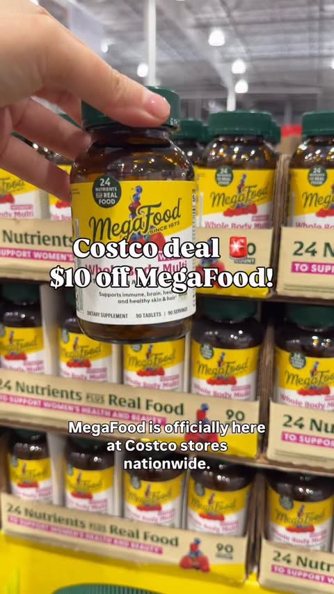 Instagram post by @costconewdeals for MegaFood. Caption reads: 🚨DEAL ALERT🚨 $10 OFF at Costco!
MegaFood is....