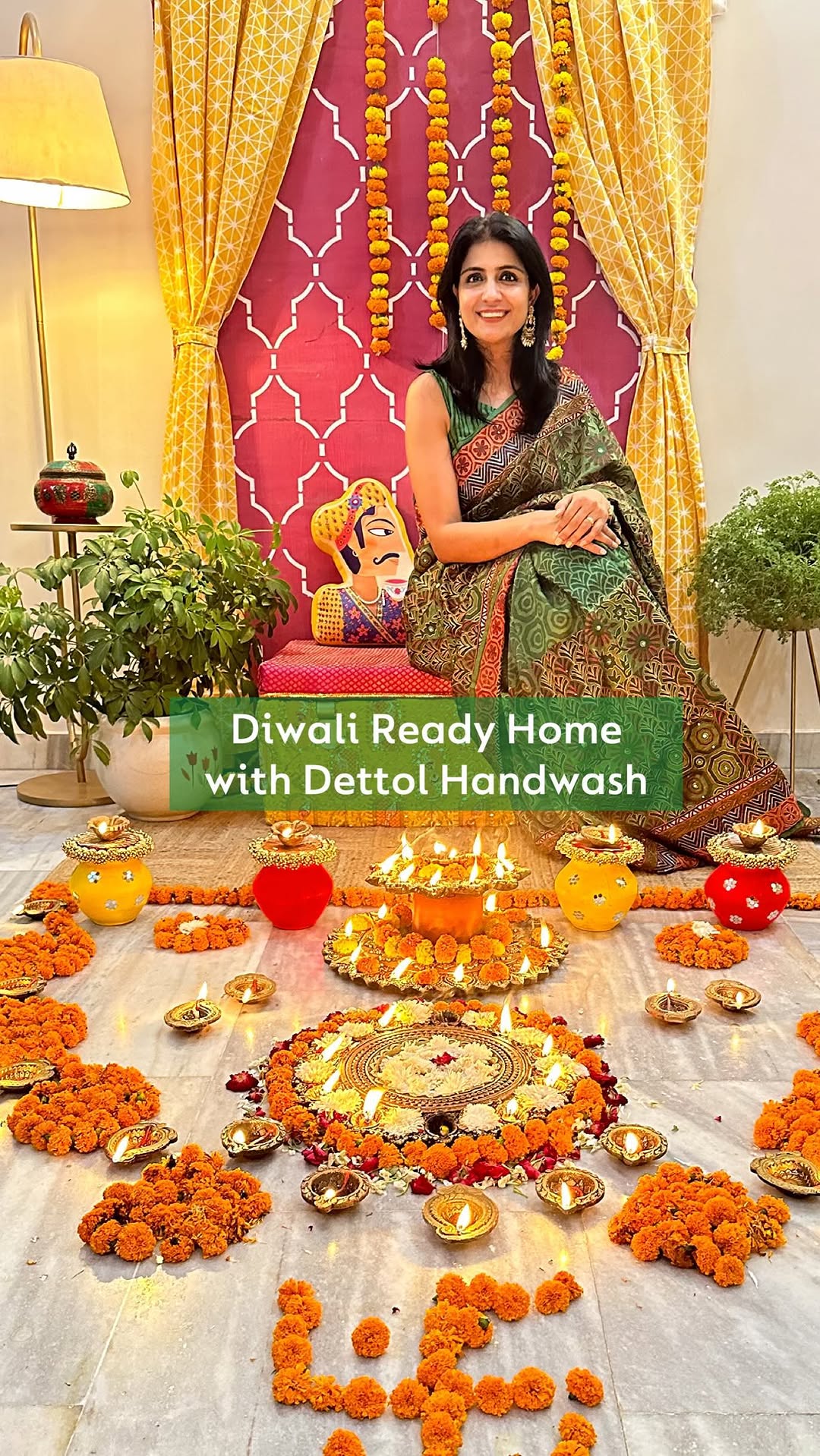 Instagram post by @creative_homes.and.gardens for Dettol India. Caption reads: Diwali is not just about decorating our homes,....