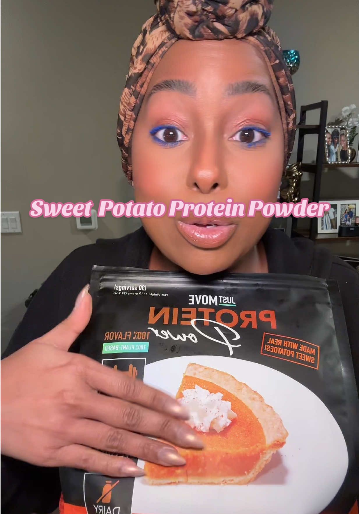 TikTok post by @korilovestoshop for Just Move Supplements. Caption reads: [...] Pie flavor like my Grandmas 🍠 @Just Move....