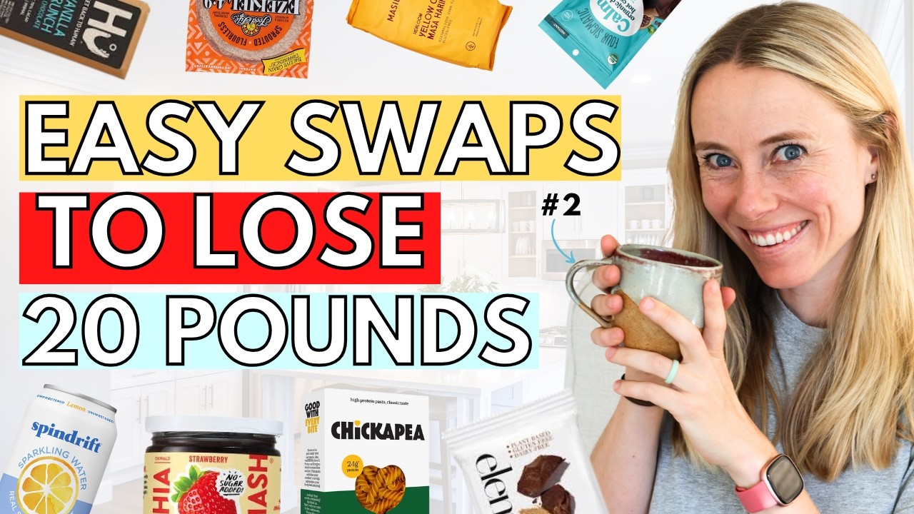 YouTube post by @AutumnBates for Hu Kitchen. Caption reads: 30 Things to START Eating [*Easily* Lose 20....