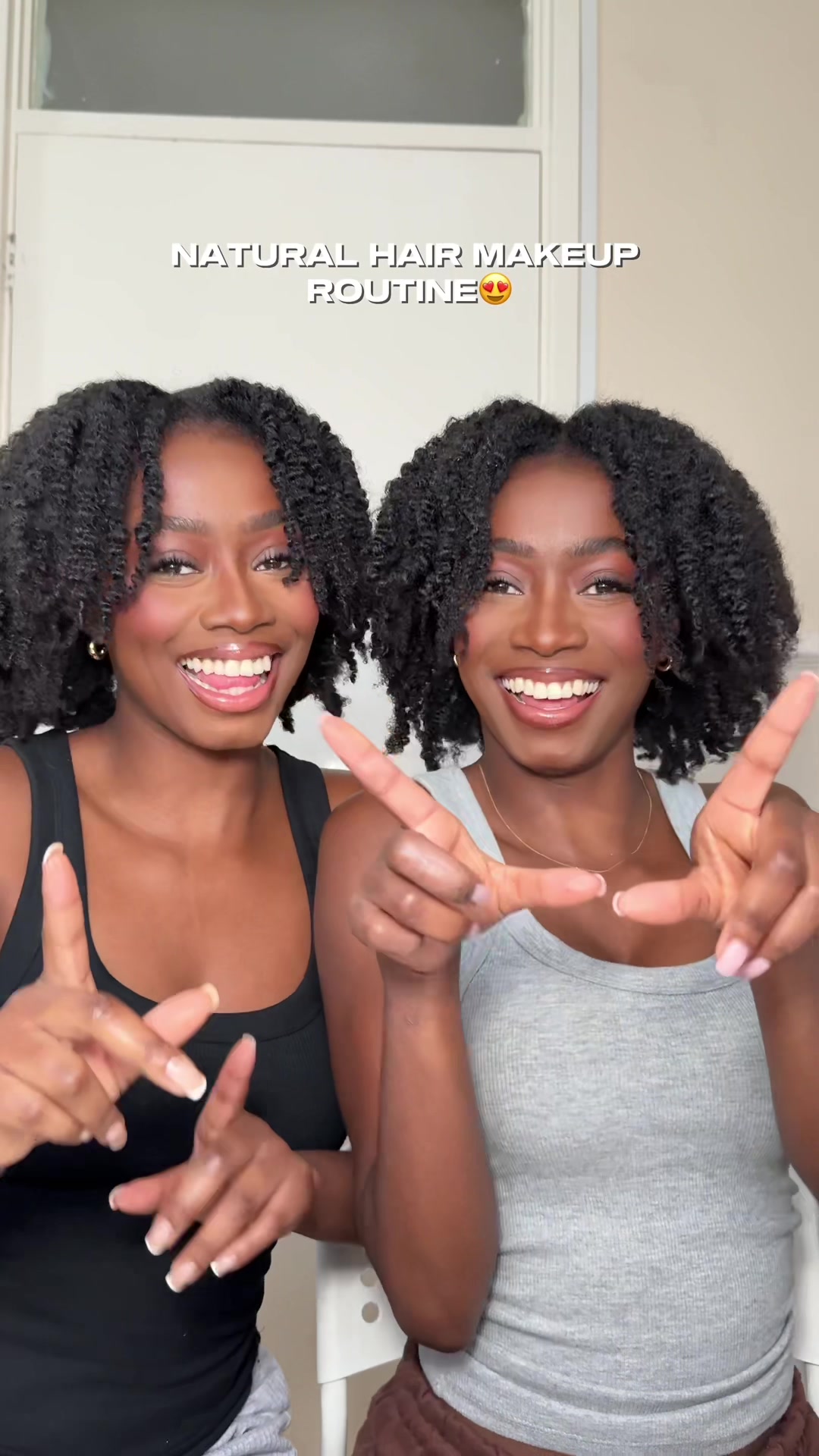 TikTok post by @jessieandjessicax for HNB Cosmetics. Caption reads: doing our makeup for the first time with our new....