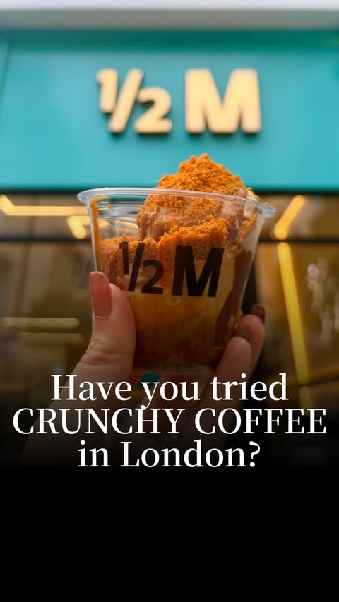 Instagram post by @foodies.explores for Europe Travel. Caption reads: CRUNCHY COFFEE ICE CREAM in London ☕️🍨 ➡️ Follow....