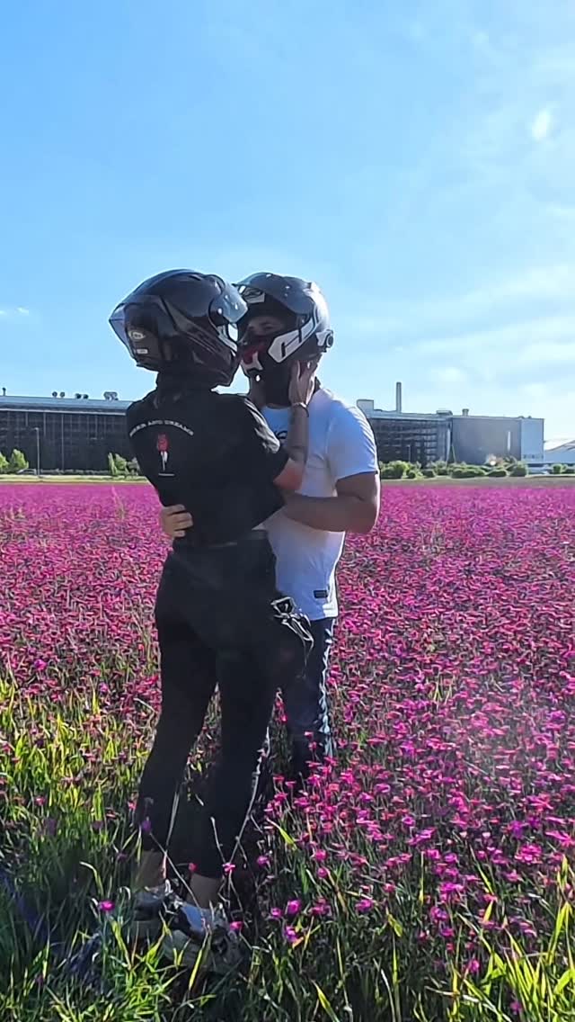 Instagram post by @nastyriders for HJC Helmets. Caption reads: Eye contact beats any conversation ✨ 
In the chaos....