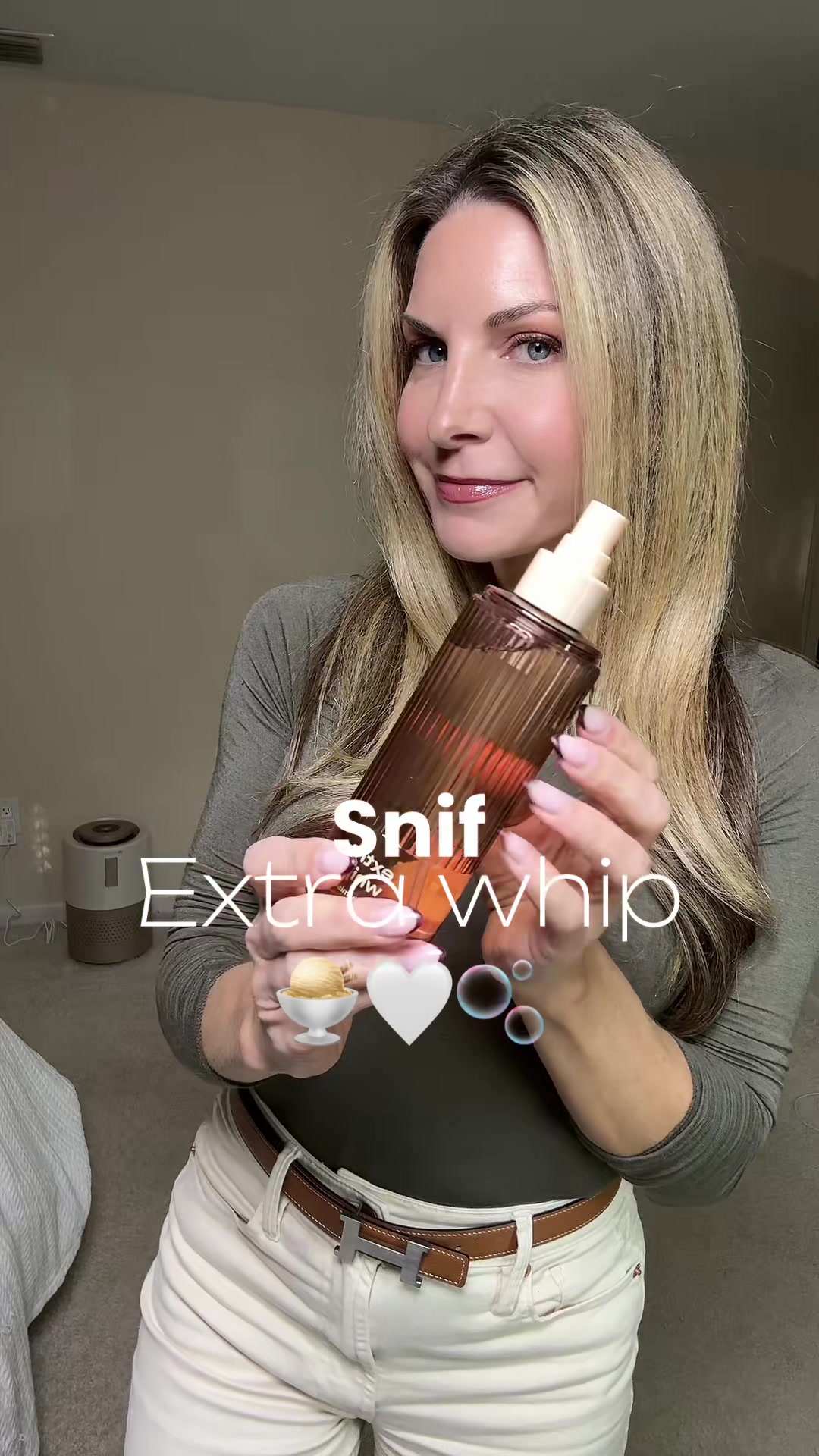 TikTok post by @wellnesswithmeghan for Snif. Caption reads: Don’t blame me if you’re obsessed 🤍🍦 @Snif Extra....