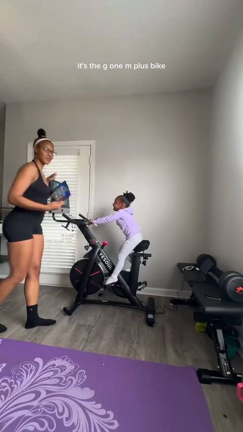 Instagram post by @trenellemonet for YESOUL FITNESS. Caption reads: My newest addiction @yesoulfitness.official 🚲 The....