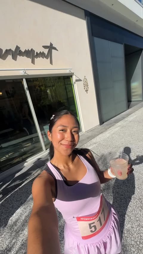 Instagram post by @leylaarellano_ for FP Movement. Caption reads: LA MARATHON shakeout run with @fpmovement 💕💖🌟....