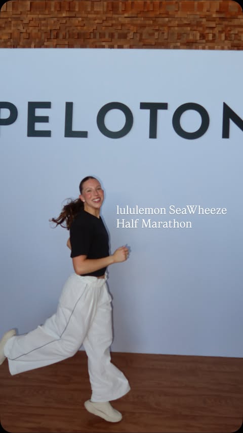 Instagram post by @laurenmantha for Peloton. Caption reads: [...] Half Marathon. Thank you to @onepeloton for....