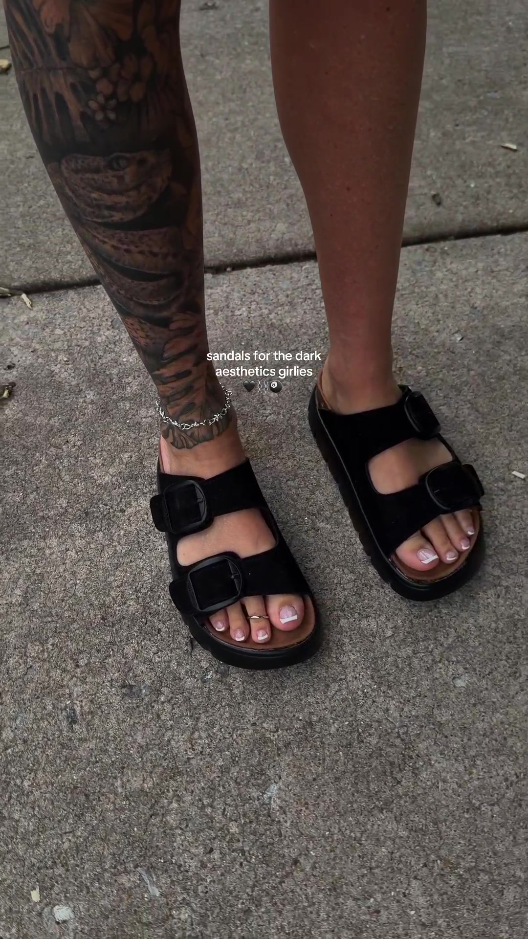 TikTok post by @twiedekind for Evellyhootd. Caption reads: New favorite sandals by @EVELLYHOOTD US 🖤....