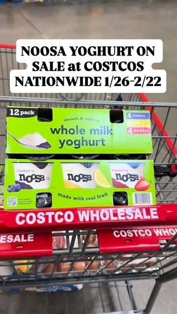 Instagram post by @costco.so.obsessed for noosa yoghurt. Caption reads: NOOSA YOGHURT ON SALE at COSTCOS NATIONWIDE [...].