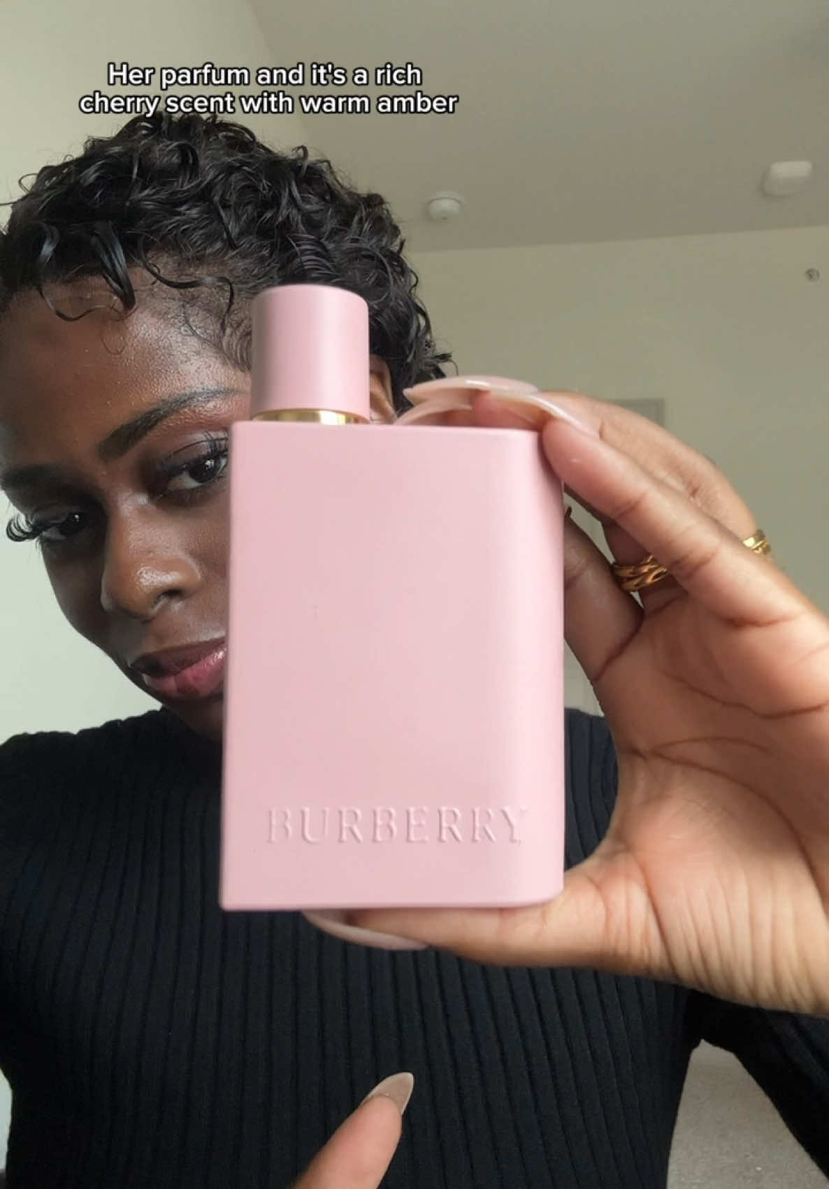 TikTok post by @iiamvictoriiaa for Burberry. Caption reads: #gifted new year new @Burberry fragrance, at....
