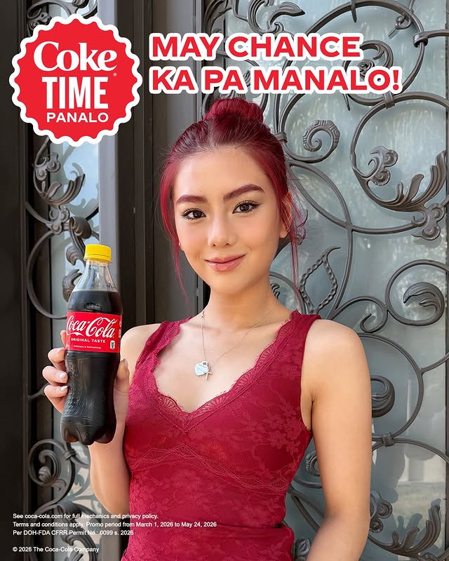 Instagram post by @bini_mikha for Coca-Cola. Caption reads: [...] be the next lucky winner! 😎✨ Visit....