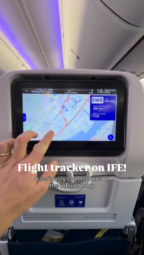 Instagram post by @_zachgriff for United Airlines. Caption reads: I’m loving this new @united inflight map feature!....