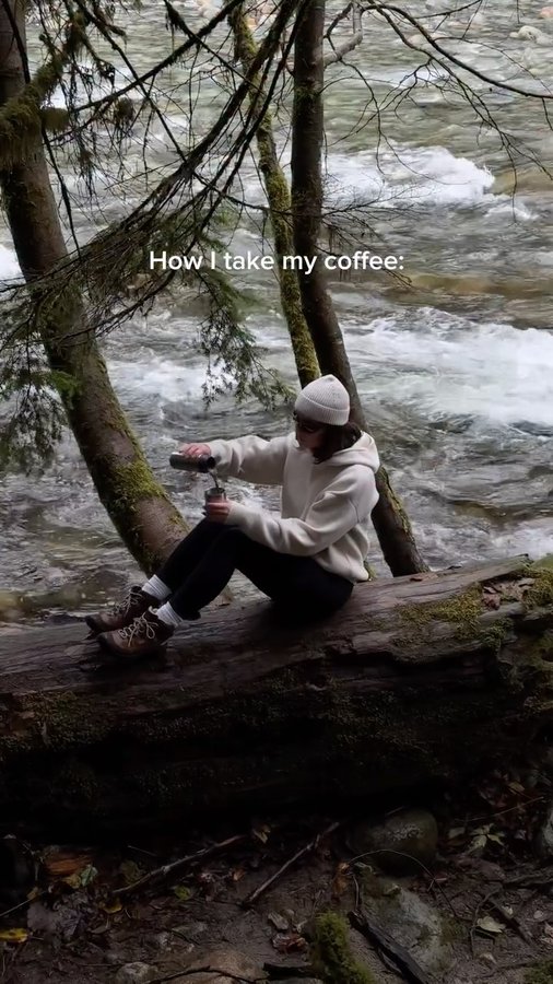 Instagram post by @emily.hns for PANGAIA. Caption reads: I take my coffee in partnership with nature....