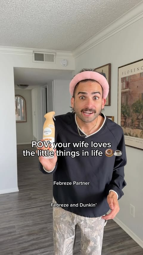 Instagram post by @theabrahamfam_ for Febreze. Caption reads: [...] got my sweet treats for the house 😂....