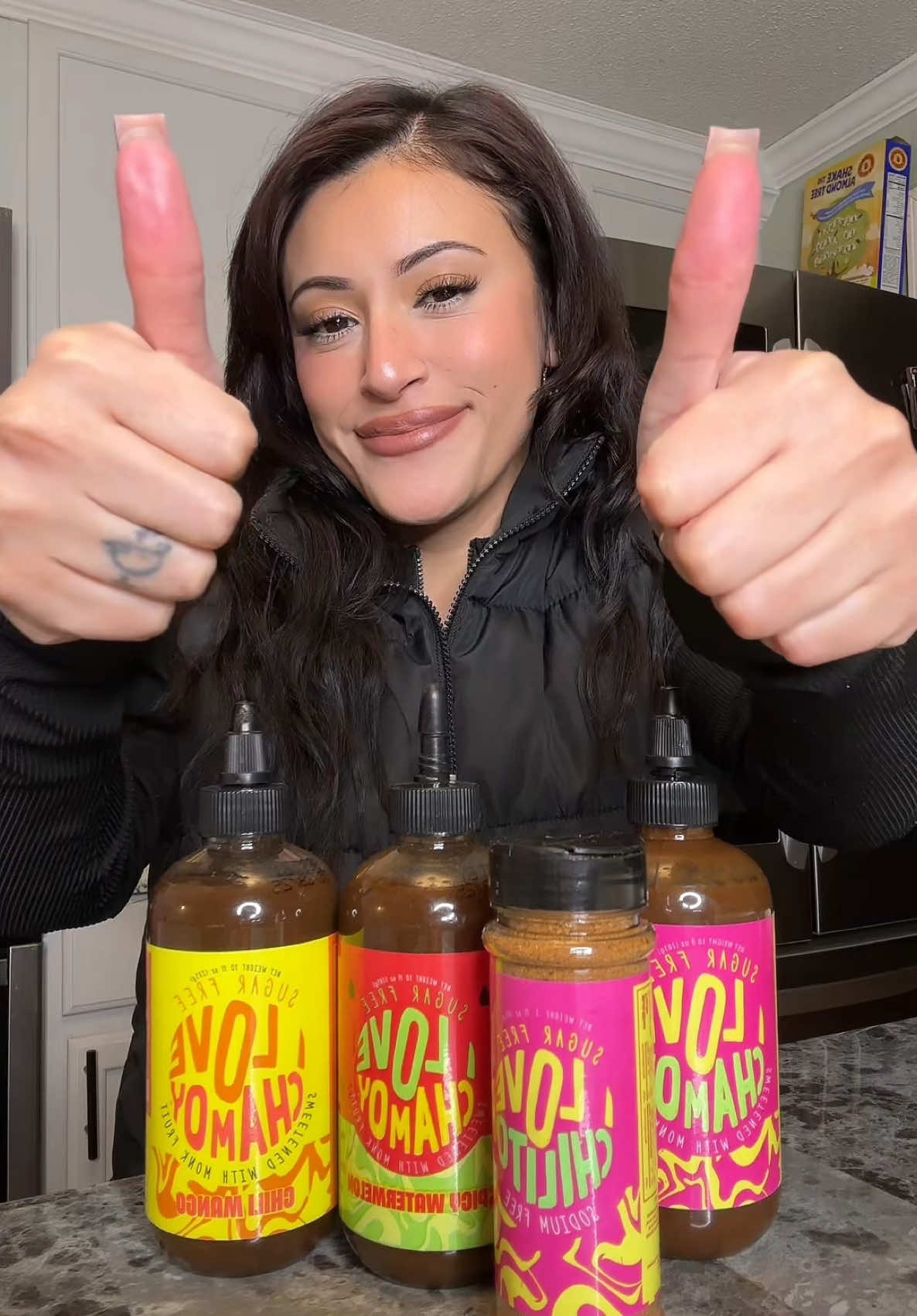 TikTok post by @_tipsytina_ for I Love Chamoy. Caption reads: Goes good with everything!!! 🙌 @I Love Chamoy....