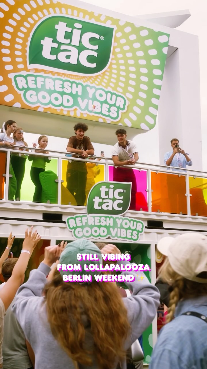 Instagram post by @lollapaloozade for Tic Tac. Caption reads: @lollapaloozade 2025 in Berlin – was für ein....