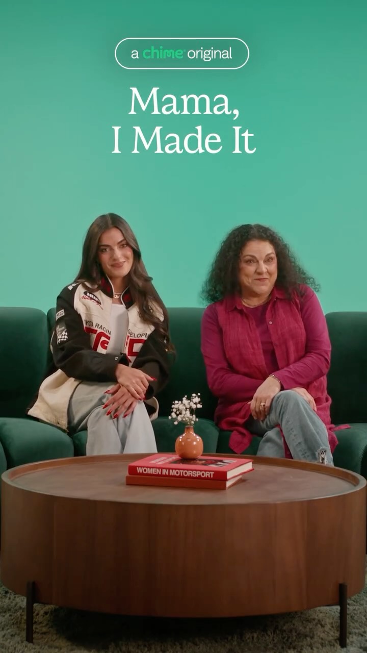 Instagram post by @tonibreidinger for Chime. Caption reads: Let’s hit the track 🏎️ and talk about all things....