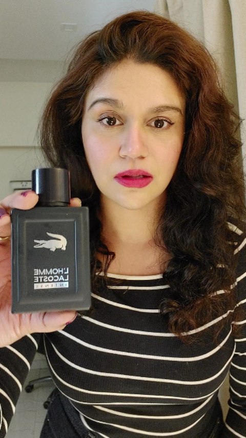 Instagram post by @devikafragrances for Lacoste. Caption reads: What's your Favorite Gym Fragrance??? ❤️🖤💙

Well....