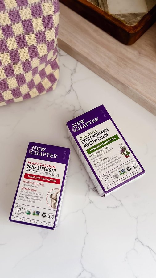 Instagram post by an influencer for New Chapter. Caption reads: [...] take care of yourself! 💜 @newchapterinc....