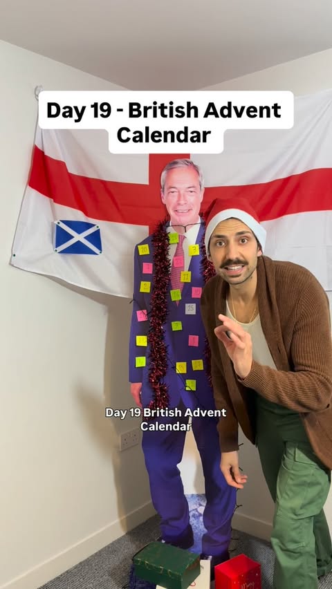 Instagram post by @tinogiaccotto_comedian for Heinz. Caption reads: Day 19 - British Advent Calendar 🇬🇧

#christmas....