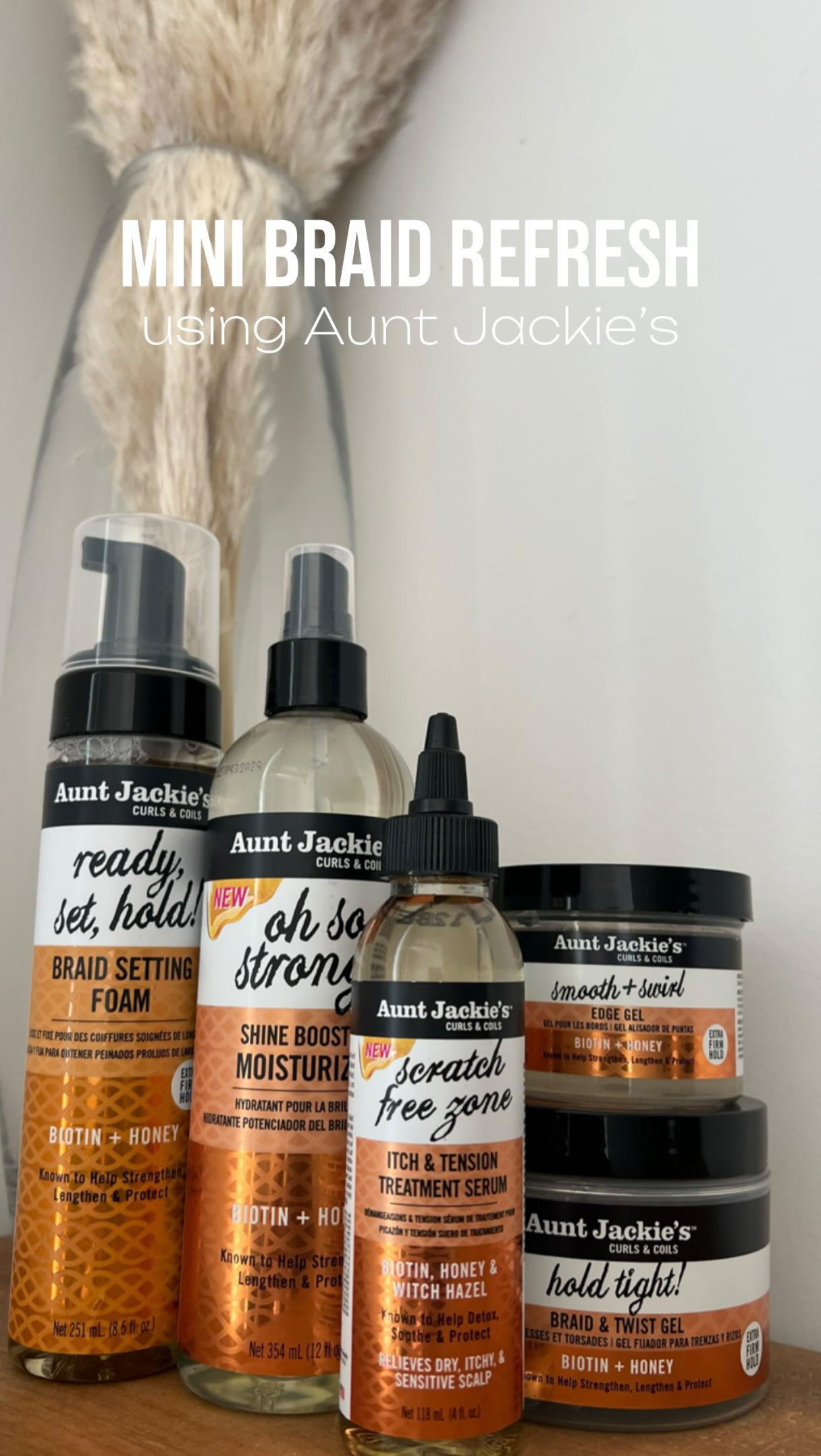 Instagram post by @be4realdee for Aunt Jackie's Curls & Coils. Caption reads: I was down bad, my hair NEEDED this braid refresh!....