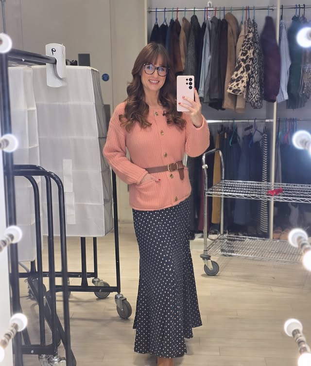 Instagram post by @catherinehuntleyofficial for QVC. Caption reads: [...] wool blend and has been made only for us....