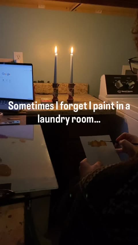 Instagram post by @michael_lefevre_fine_art for downy. Caption reads: [...] painting is a little detergent....