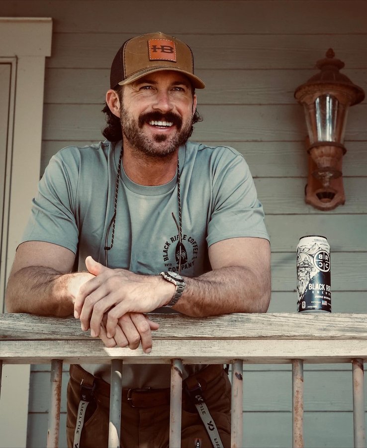 Instagram post by @rileyduckman for Black Rifle Coffee. Caption reads: The fine folks over at @blackriflecoffee and I....