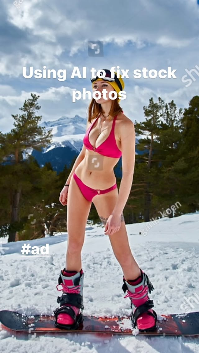 Instagram post by @pictelate for Shutterstock. Caption reads: Using @shutterstock ‘s AI to edit stock photos.....