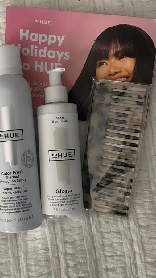 Instagram post by @marcelaadayan for dpHUE. Caption reads: best hair gloss 🤍.