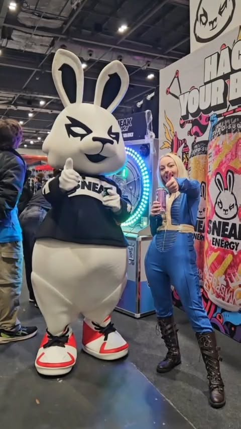 Instagram post by @its.chloehill for Sneak Energy. Caption reads: My New Best Friend Is A BUNNY!!! @sneakenergy 🐰 I....