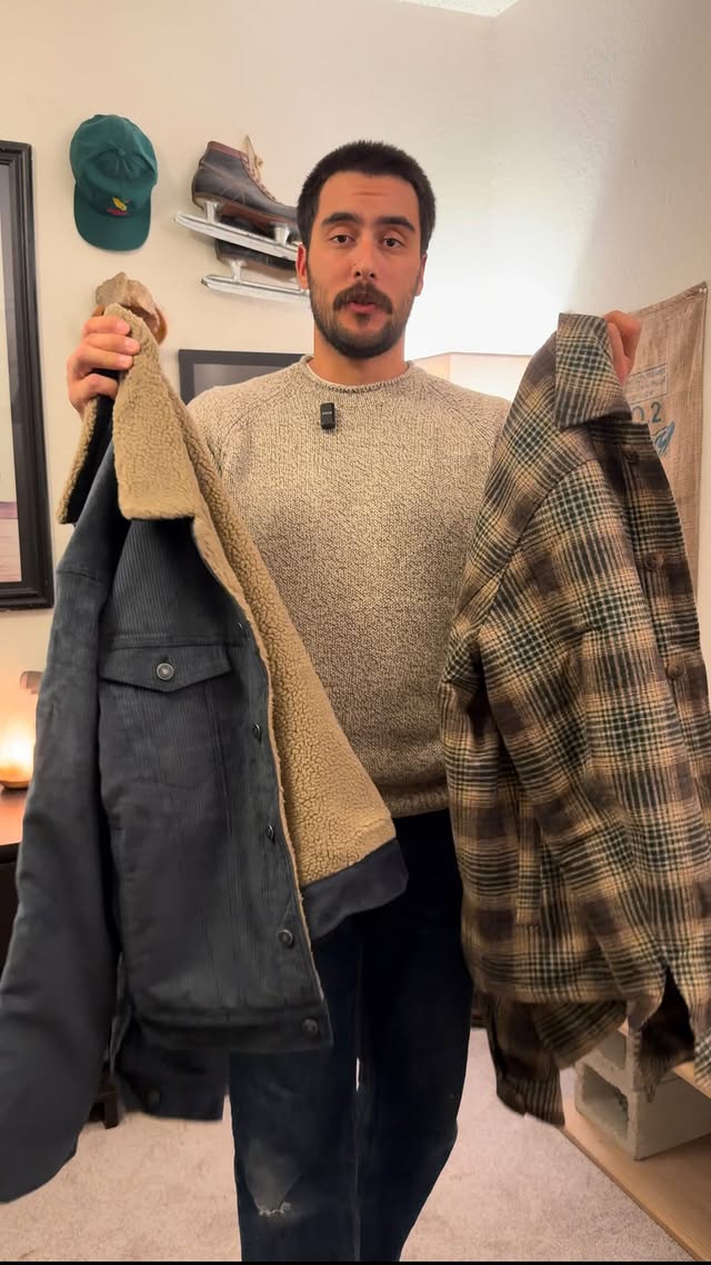 Instagram post by @derringersilva for Bespoke Post. Caption reads: Winter layers! Link in Bio 
•
•
•#mensfashion....