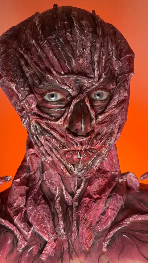 Instagram post by @leahcomptonn for Jeffree Star Cosmetics. Caption reads: Vecna makeup tutorial 💥
The final episode release....